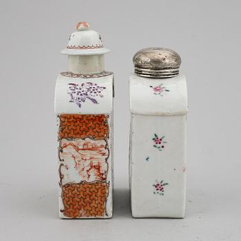 Two famille rose tea caddies, Qing dynasty, Qianlong (1736-95).
