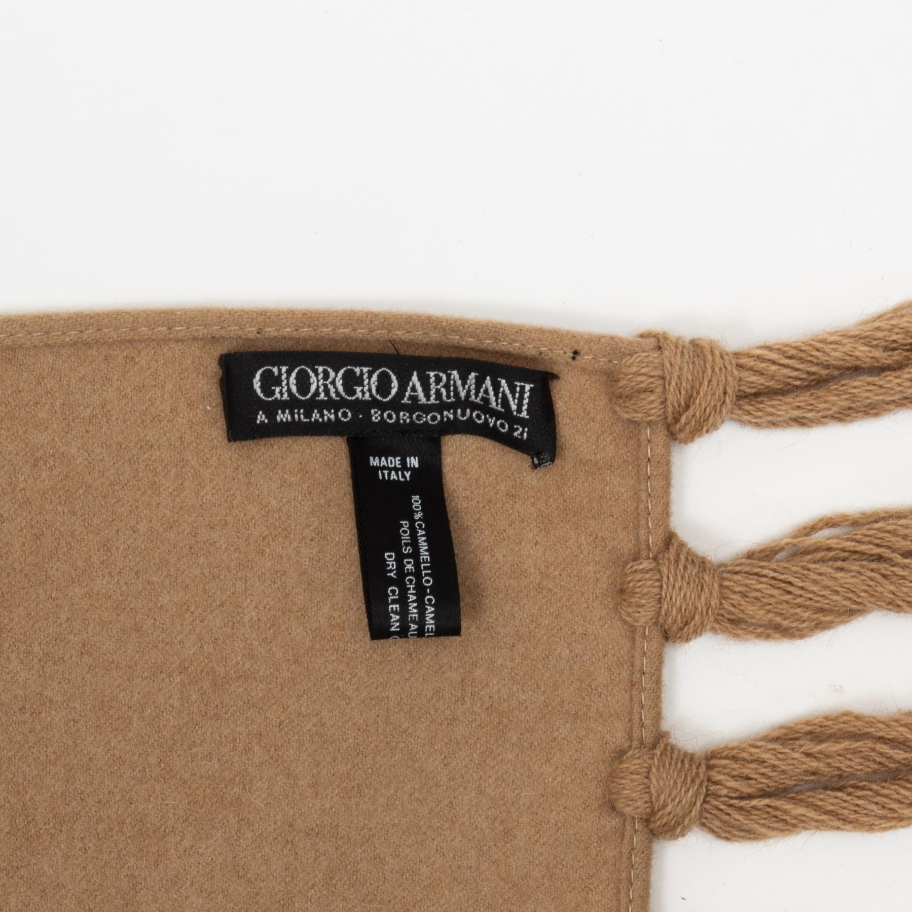 Giorgio Armani, a beige camel's hair scarf.