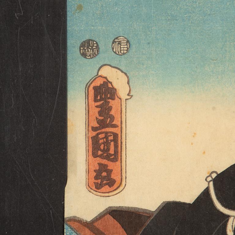 Utagawa Kunisada, Skådespelarporträtt som samuraj.