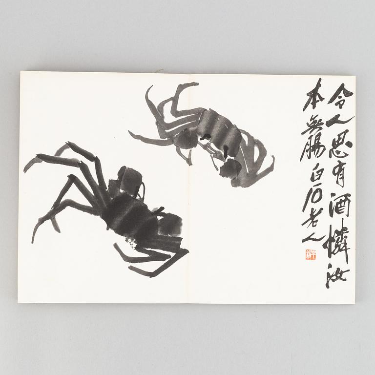 A Qi Baishi book with prints "Baishi Momiao", Rongbaozhai, 1959.