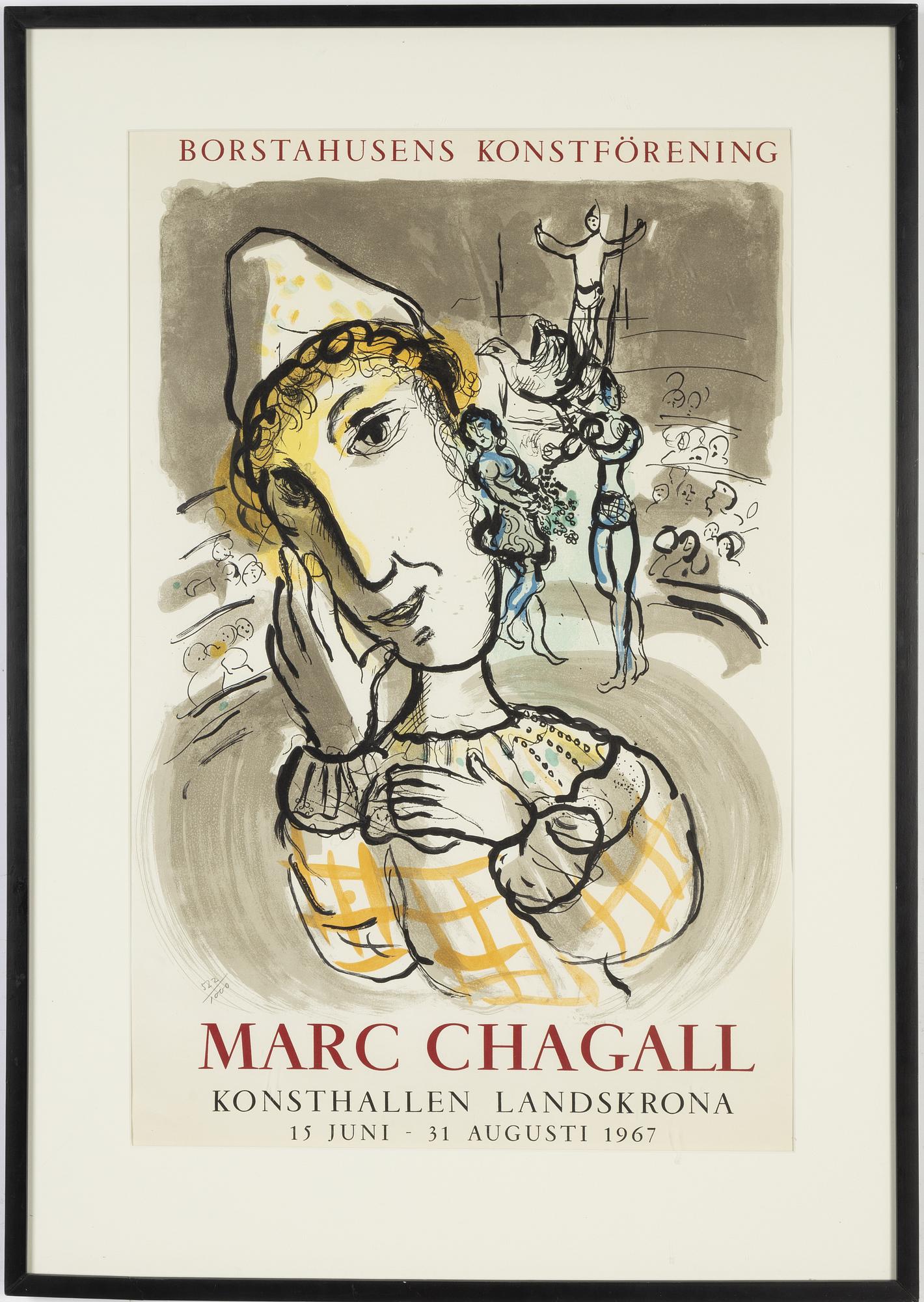 Marc Chagall, after,  lithograph in colours, numbered 522/1000.