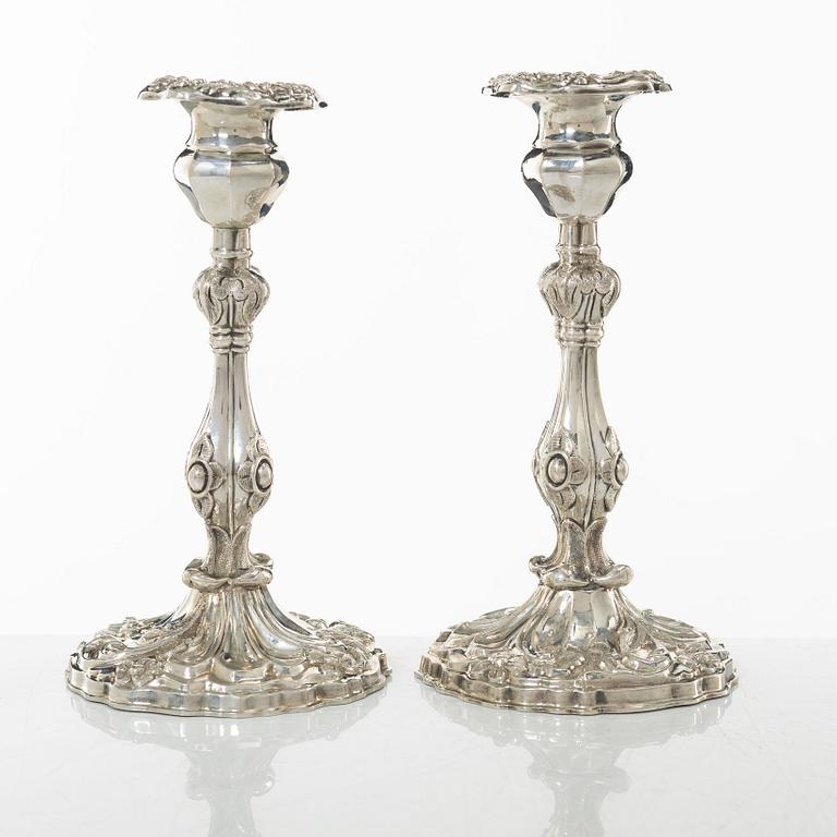 Johan Olof Östlund, ljusstakar, 4 st, silver, nyrokoko, Gävle 1848-1956.