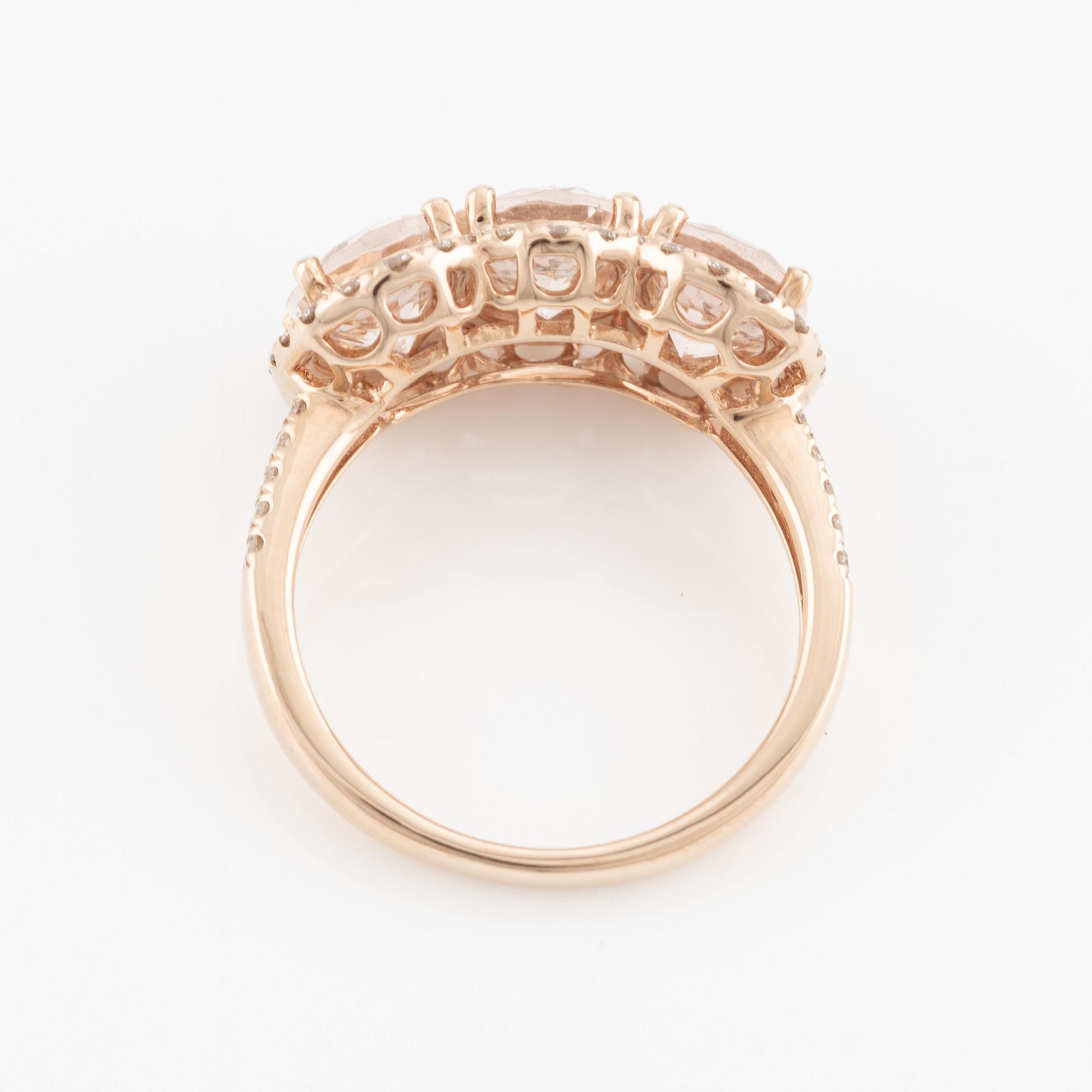 Ring med morganiter och briljantslipade diamanter.