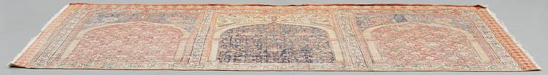 MATTO FRAGMENT, an antique Indian, Mughal Empire 17th-18th century probably, saff, ca 277 x 136 cm.