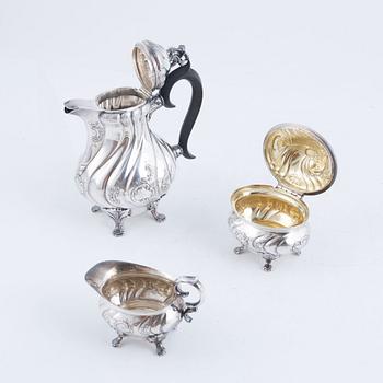 A Swedish coffee service, 3 pieces, silver, mark of CG Hallberg, Stockholm 1950-51.