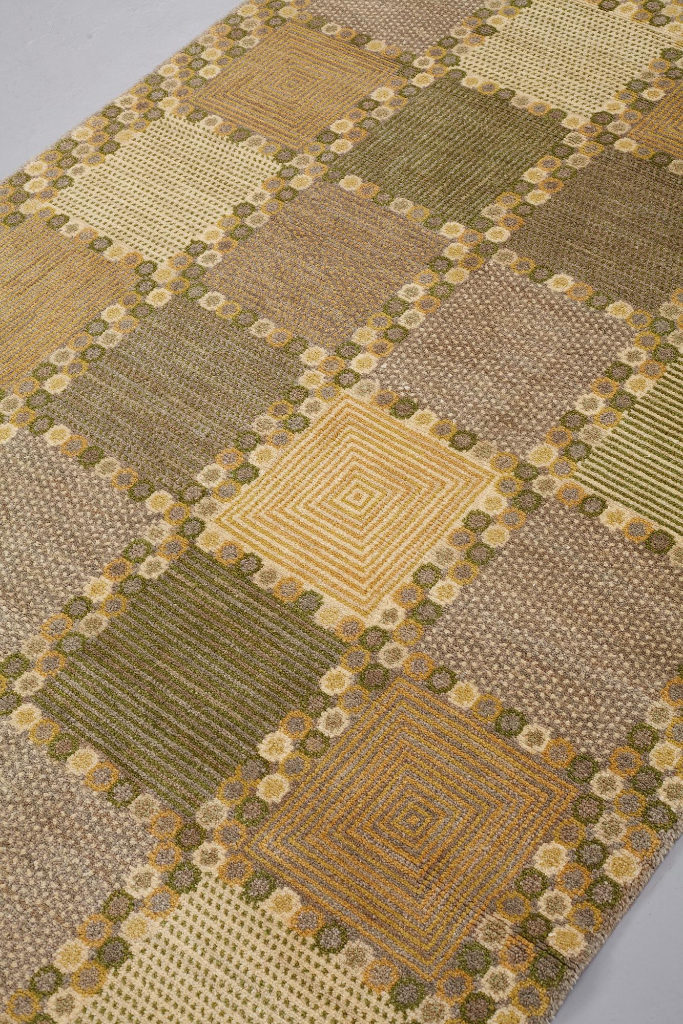 Barbro Nilsson, A CARPET, "Gråingen" probably, knotted pile, ca 223 x 144,5 cm, signed AB MMF BN.