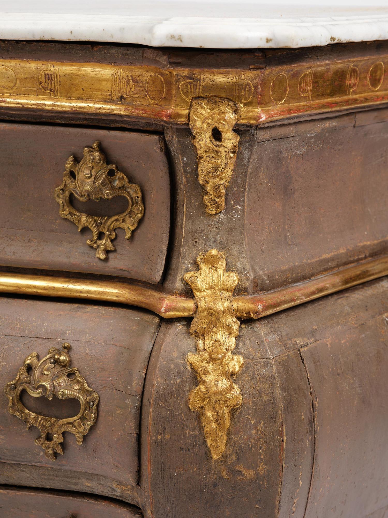 Byrå, Mathias Ortmanns (ca.1692–1757) art. Danmark, 1700-talets mitt. Rokoko.
