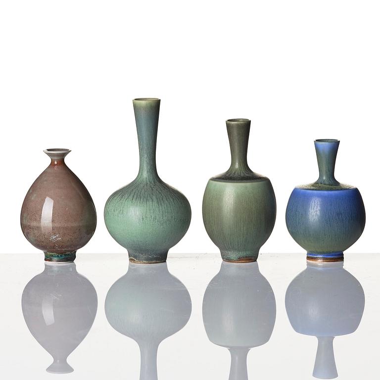 Berndt Friberg, a mahogany casket with stoneware miniatures, Gustavsberg Studio, no. 17.