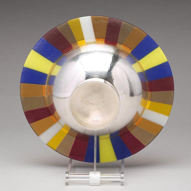 Rolf Karlsson, a sterling silver and glass bowl, Enköping (Grillby), 1996.