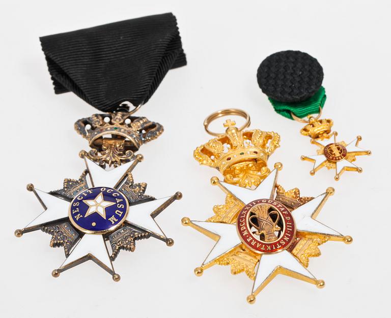 RIDDARTECKEN , 2st, samt MINIATYR, Nordstjärneorden och Vasaorden.