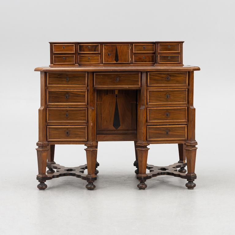A late Baroque parquetry 'kneehole' desk, Stockholm, first part of the 18th century.