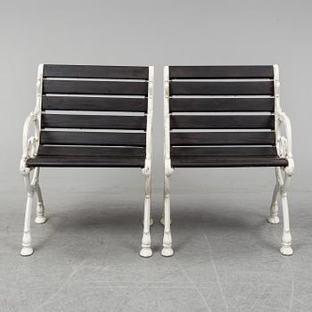 A pair of garden armchairs, Byarum.