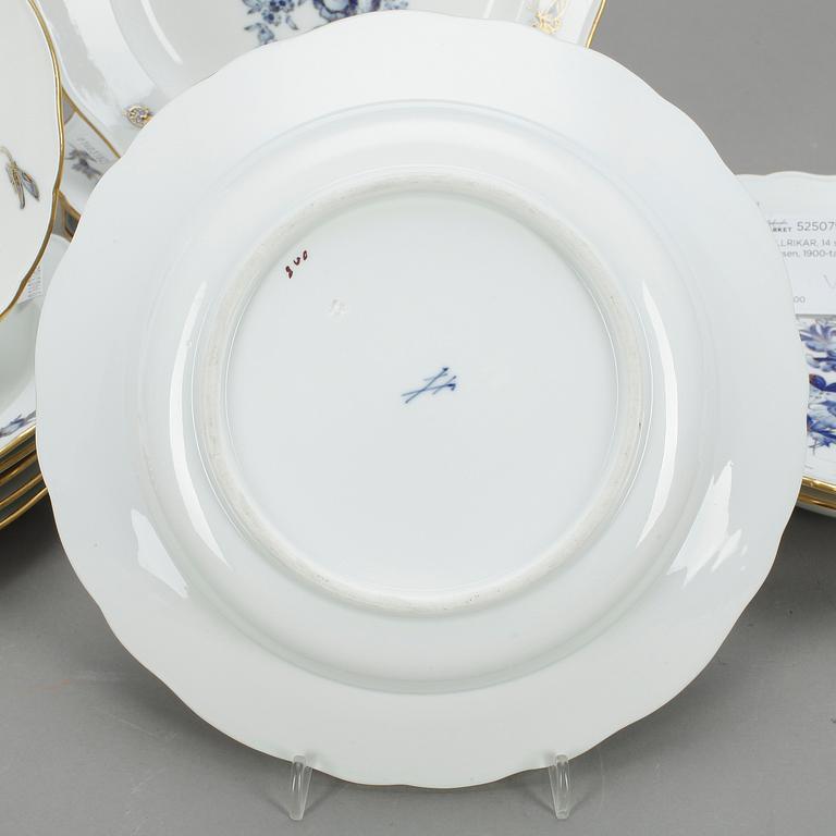 TALLRIKAR, 14 st, porslin, Meissen, 1900-tal.