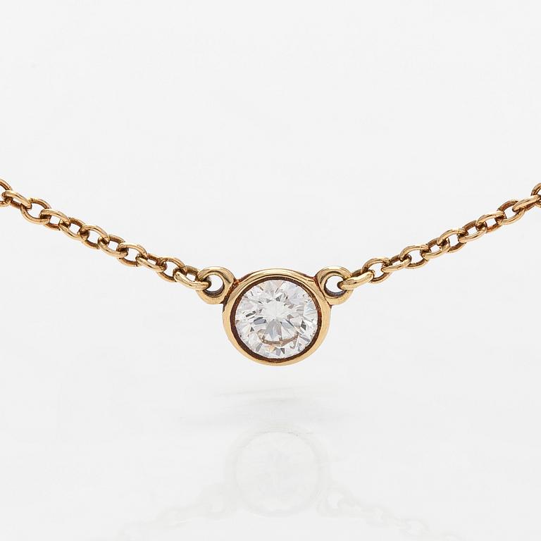 Tiffany & Co, Elsa Peretti, halsband, "Diamonds by the Yard", 18K guld med en briljantslipad diamant.