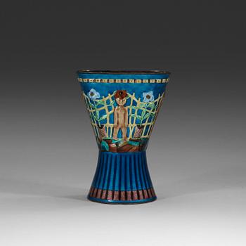 362. A David-Andersen sterling and polychrome enamelled vase, Norway probably 1950's.