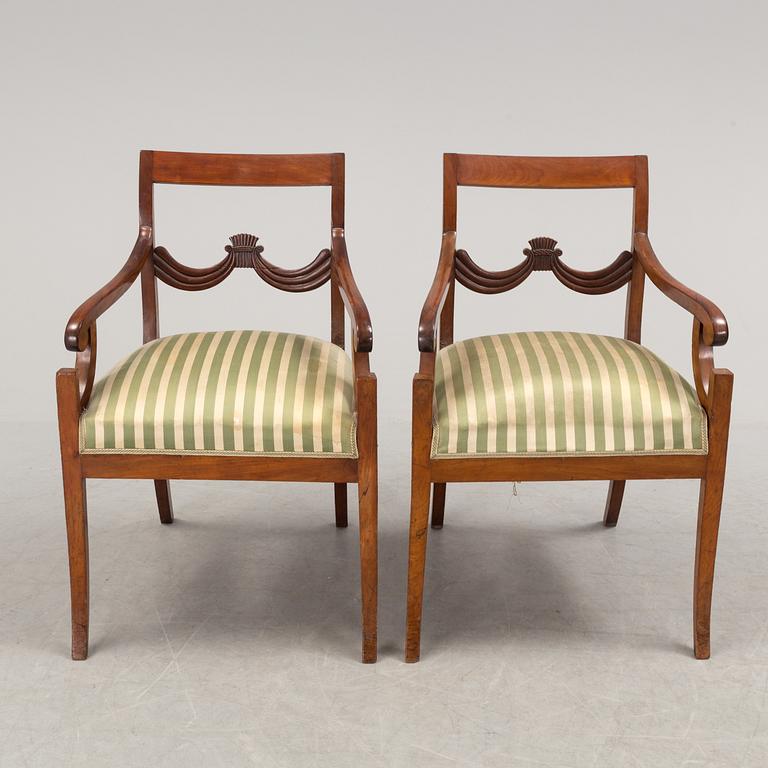 MÖBELGRUPP, 7 delar, Karl Johan, 1800-talets första hälft.