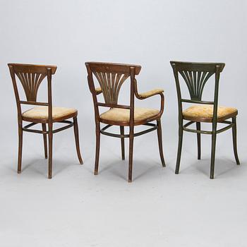 Thonet, 6 tuolia, nojatuoli ja sohva, Itävalta, 1900-luvun alku.