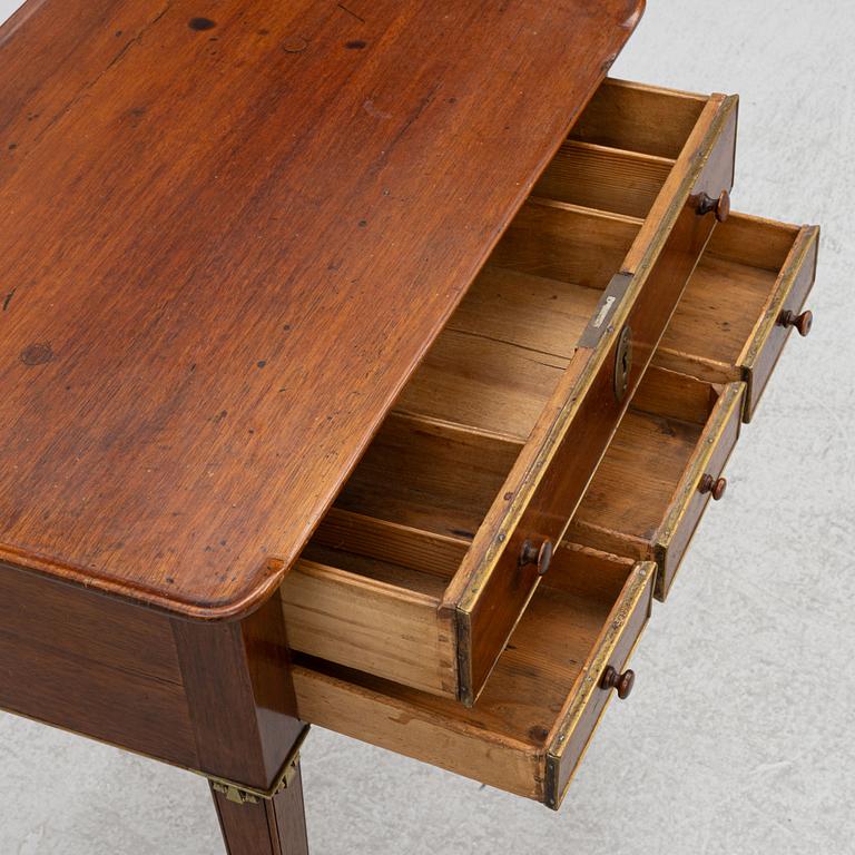 A late gustavian mahogany table, late 18th century.