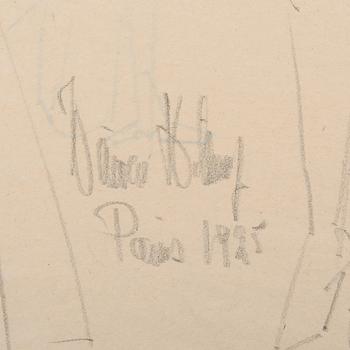 OKÄND KONSTNÄR, blyertsteckning, otydligt signerad och daterad Paris 1925.