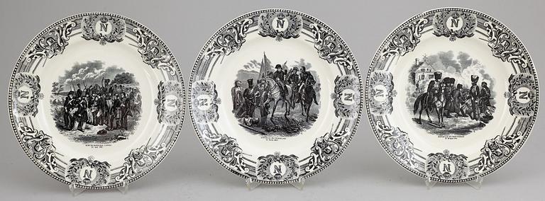 A set 15 cream ware dinner plates, Belgium, "Napoleon".