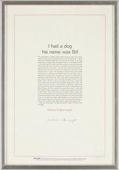 WILLIAM S BURROUGHS, Inramad text , sign o numr 73/100.