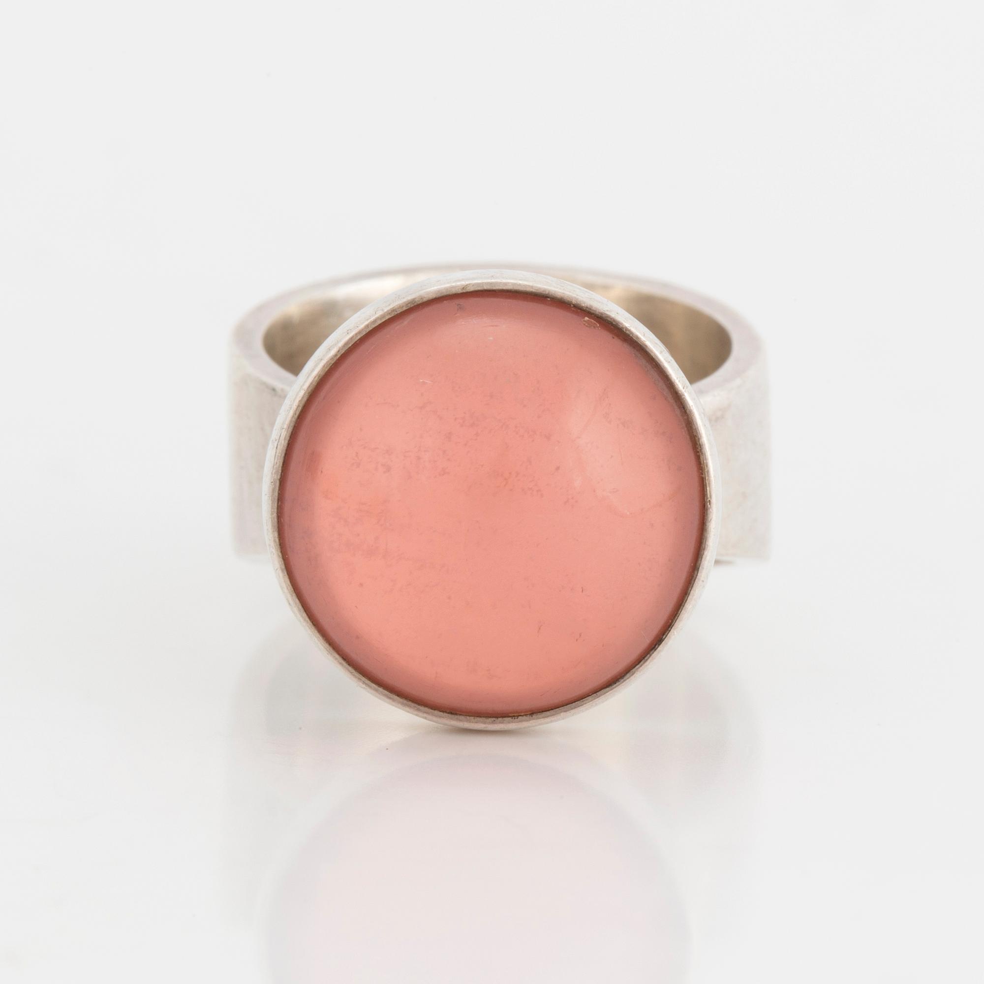 NIELS ERIK FROM, a sterling silver and rose quartz ring, Denmark.