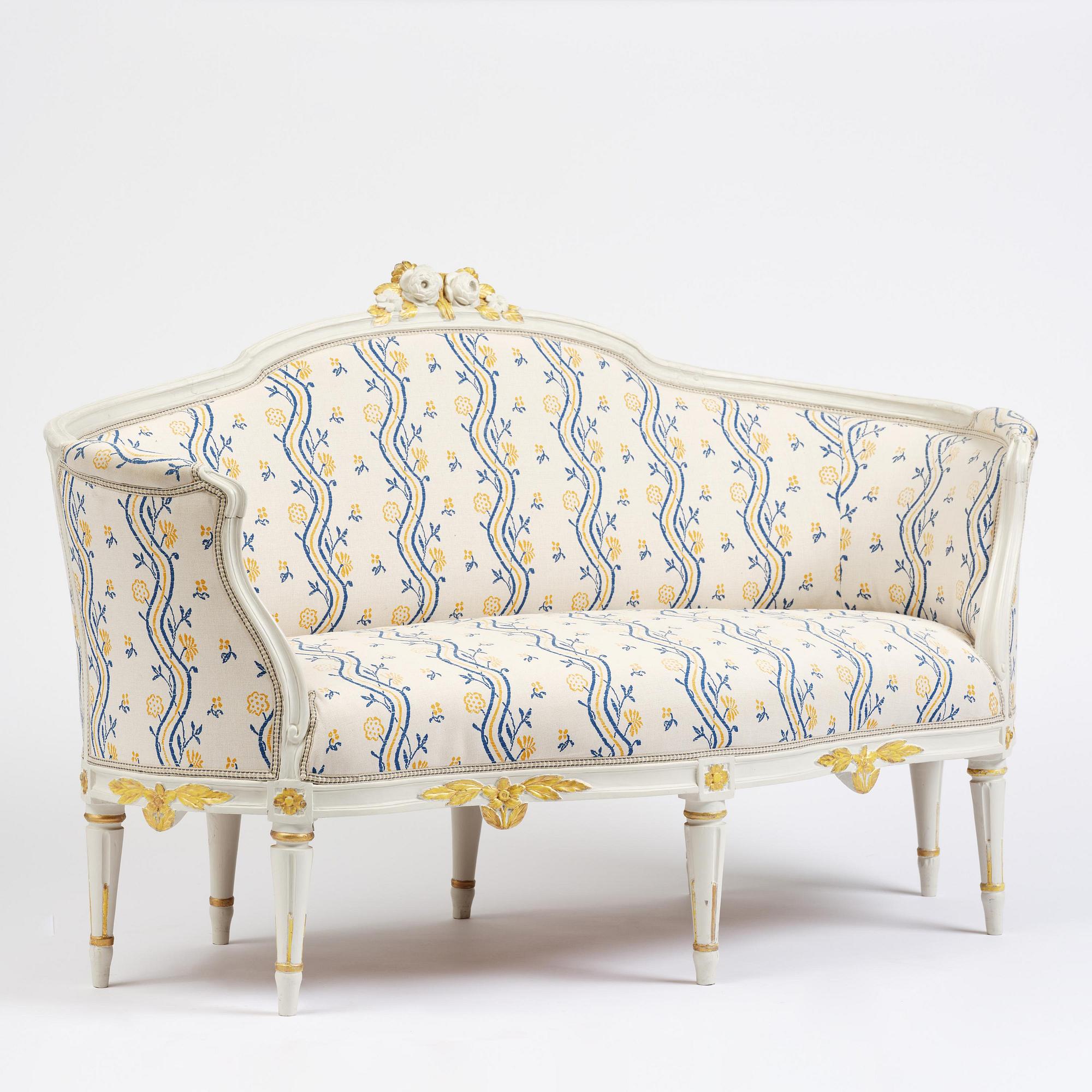 Soffa, Stockholmsarbete, sent 1700-tal, Gustaviansk.