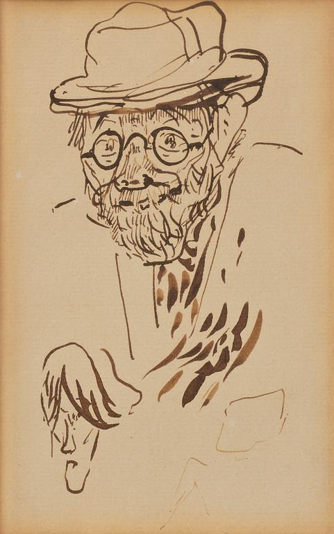 Henri de Toulouse-Lautrec, 'Homme de face avec lunettes et chapeau'.