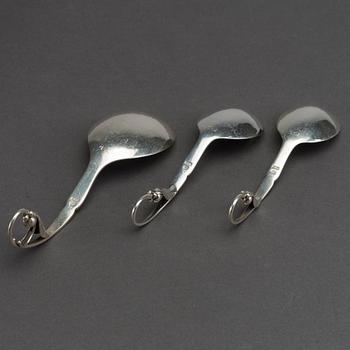 A Danish 20th century sterling 7 pcs serving kit, mark of G Jensen Copenhagen first half of the 20th century.