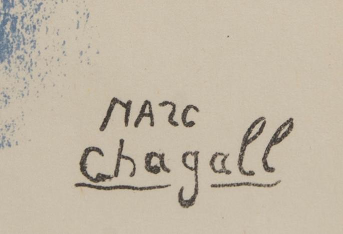 MARC CHAGALL, lithographe with color, "L'Ecuyère", Sorlier, Paris 1956, signed in the print.