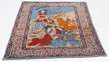 A Tabriz rug, figural, c. 152 x 108 cm.