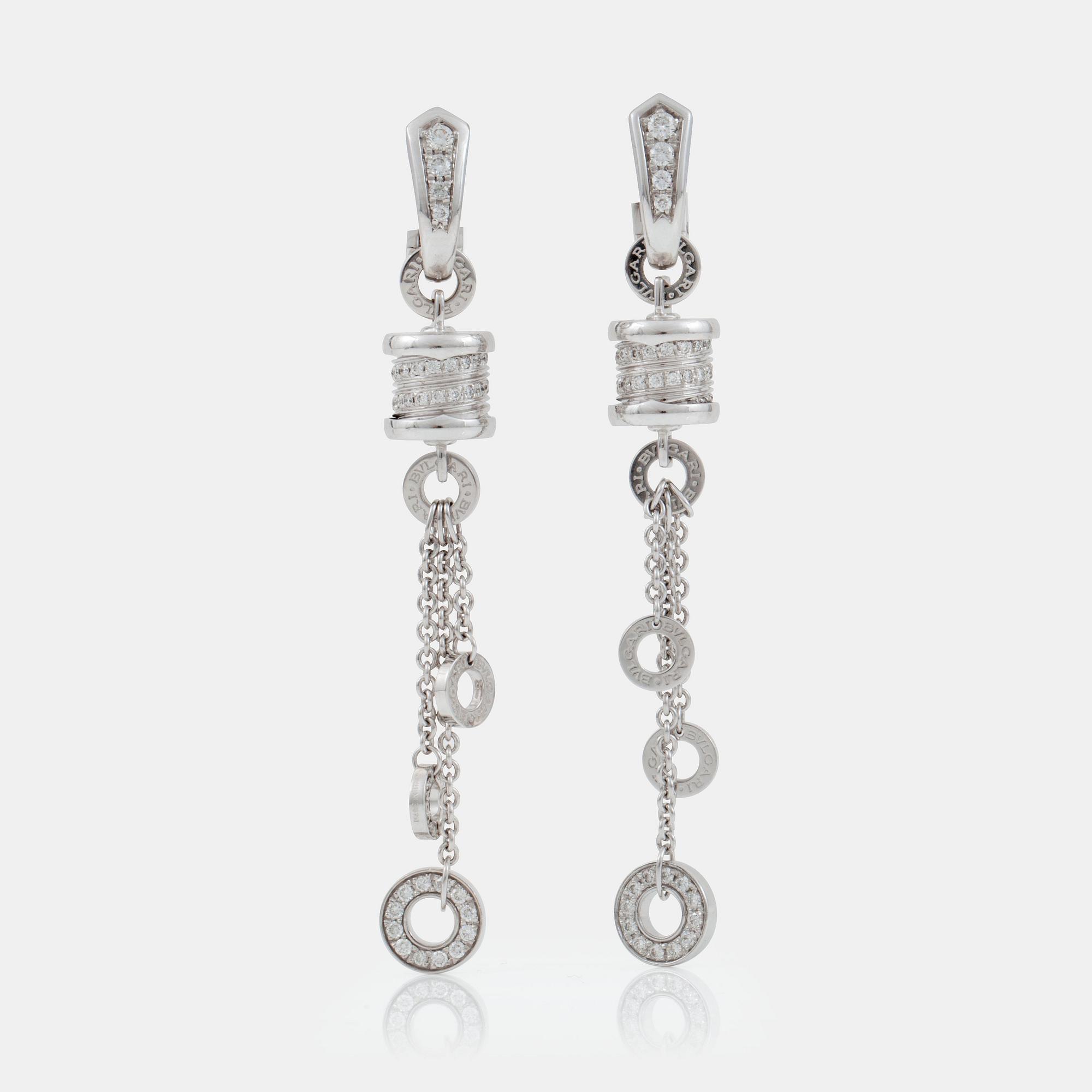 A pair of Bulgari "B.zero 1" brilliant-cut diamond earrings.
