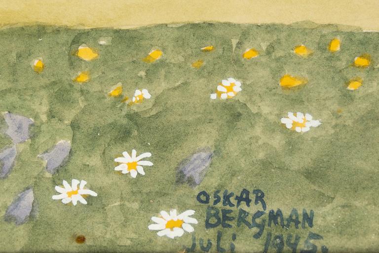 Oskar Bergman, akvarell, signerad och daterad juli 1945.