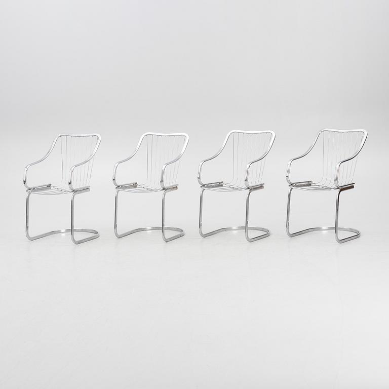 Willy Rizzo, a set of four armchairs, Cidue, Italy 1970s-80s.