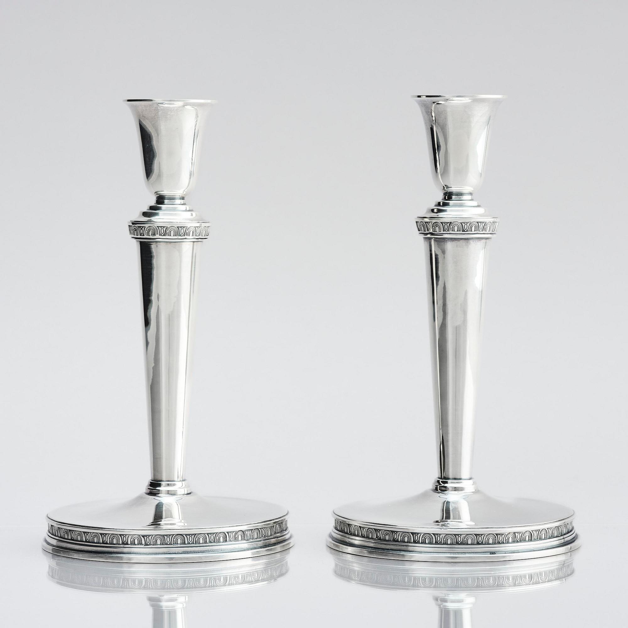 Eric Råström, a pair of silver candlesticks, company CG Råström, Stockholm 1974.