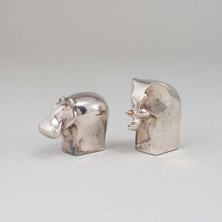 Two electro plated zinc figurines from Dansk Designs, Japan.