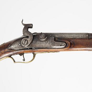 Percussion pistol, converted from flintlock, by Jonas Engvall, Jönköping (1718-45).