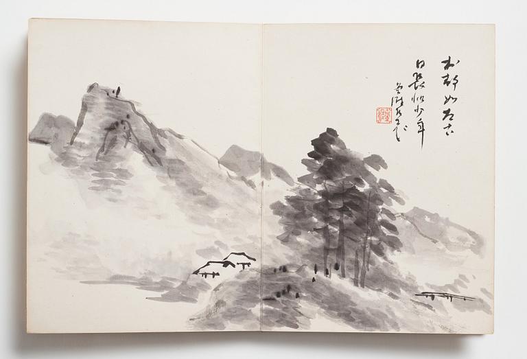 Album med akvareller av olika konstnärer, Japan, sen Meiji/tidig Taisho period.