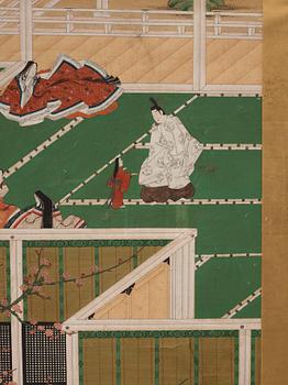 Japansk sexdelad vikskärm, Edo perioden (1603-1868).