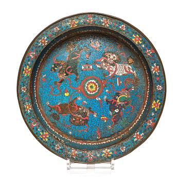 A cloisonne basin, late Ming dynasty (1368-1644).