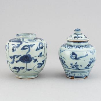 Two blue and white jars, Ming dynasty (1368-1644).