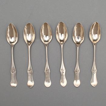 TESKEDAR, 6 st, silver, Erik Edquist, Torshälla 1803-1817. Total vikt 74 gram.
