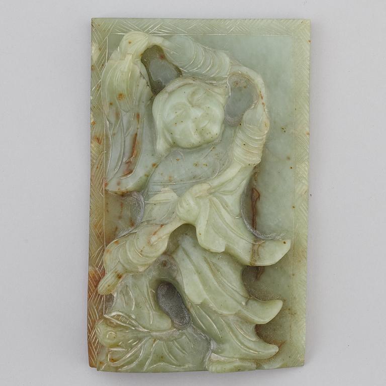 A Chinese green stone sculpture, 20th century.
