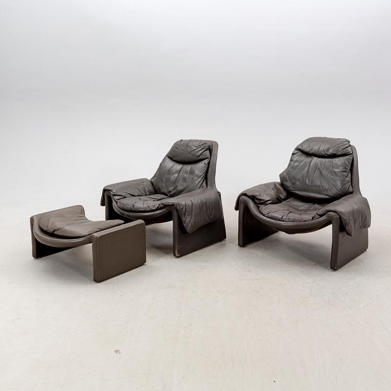 Vittorio Introini, fåtöljer ett par samt fotpall, "P60"/"P62" ur serien Porposals, för Saporiti, 1960/70-tal.