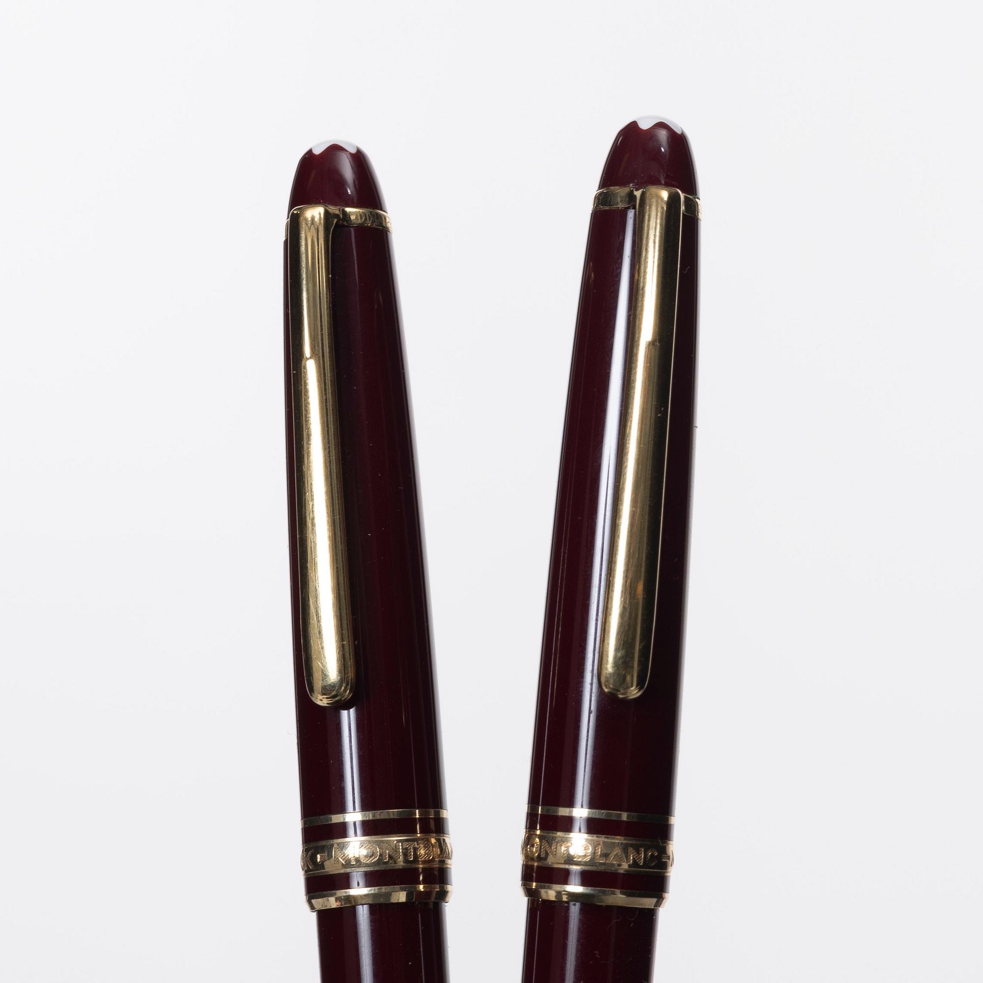 Pennor, 2 st, i etui, Montblanc Meisterstück.