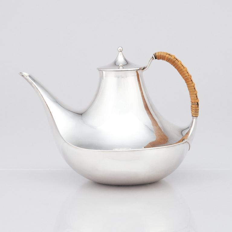 Karl Gustav Hansen, a sterling teapot, model no 418, Hans Hansen, Denmark 1950s-1960s.