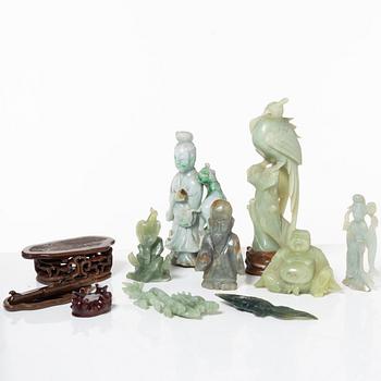 A group of eight Chinese stone figures, 20th century/contemporary.