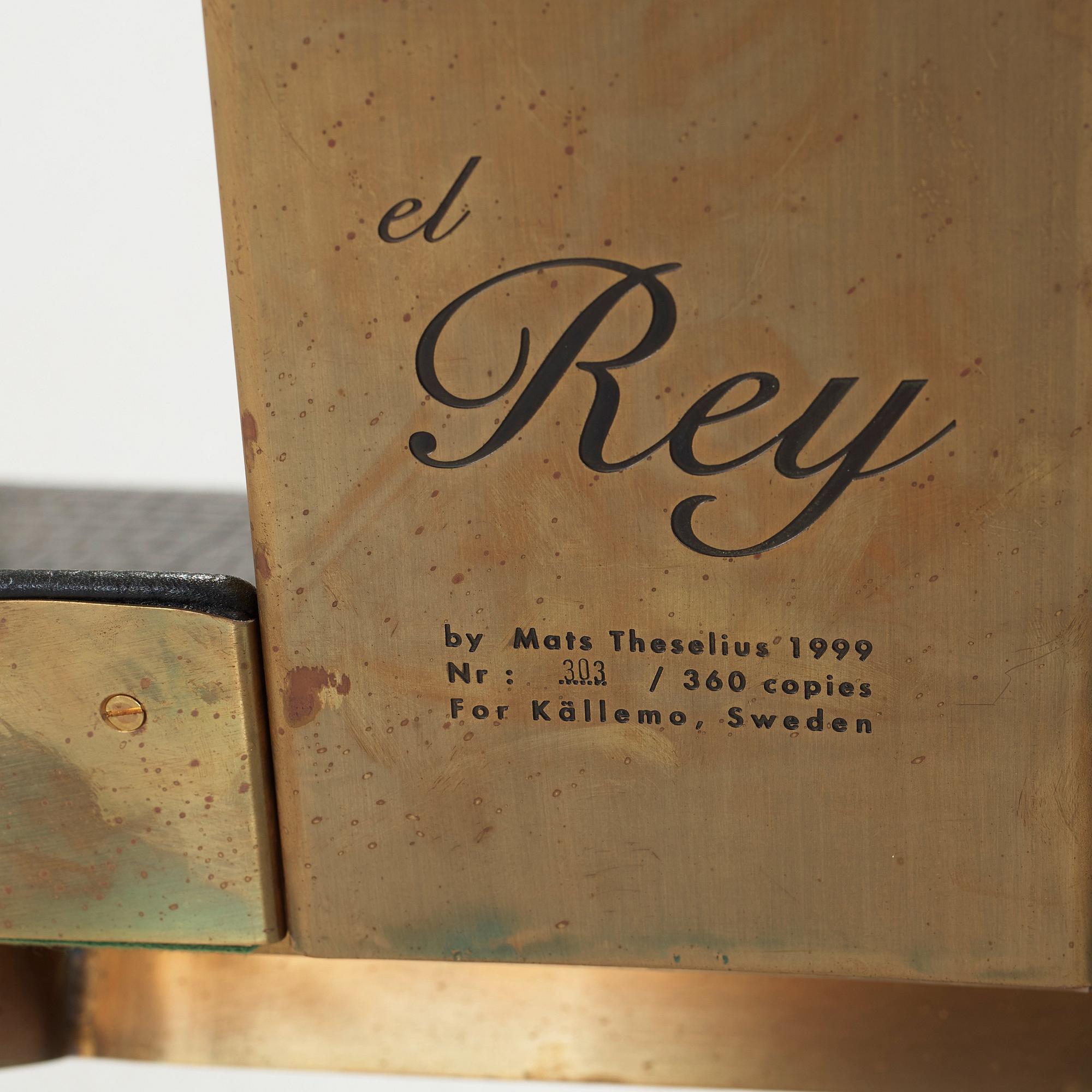 A Mats Theselius 'El Rey' brass and leather easy chair, Källemo, Sweden.