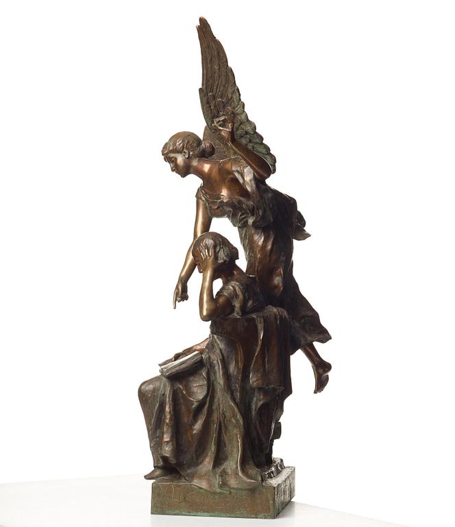 HENRI LOUIS LEVASSEUR, skulptur, signerad. Brons, höjd 99 cm.