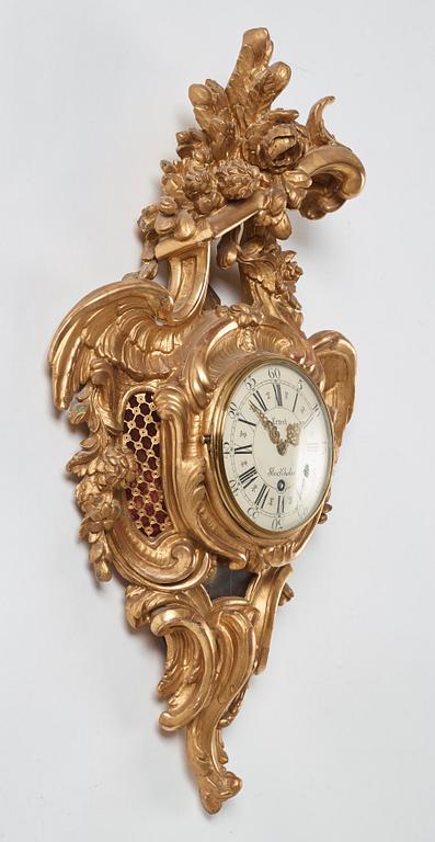 Väggpendyl, av Petter Ernst (urmakare i Stockholm 1753-1784), Rokoko.
